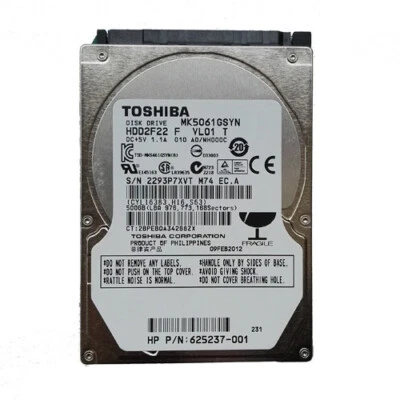 Toshiba 500GB MK5061GSYN 7200RPM SATA 2.5" Internal HDD Hard Disk Drive - Image 1 of 3