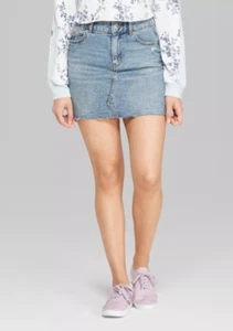 Minifalda de mezclilla para mujer de 5 bolsillos - fábula salvaje - azul lavado mediano - talla 4 - S629 - Imagen 1 de 5