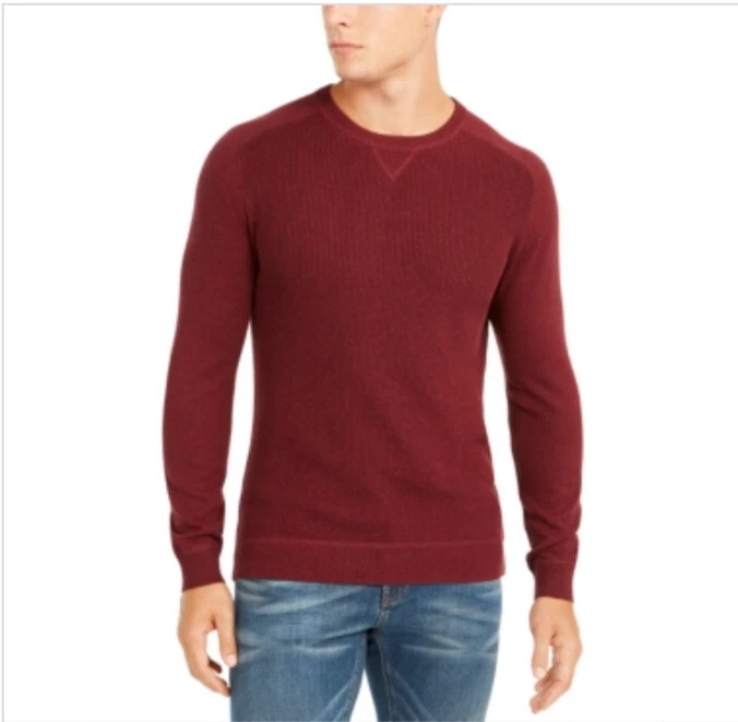 Club Room Mens Sweater Red Size 2xl Ribbed Crewneck Pullover Knit #515