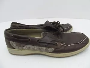 Sperry Top Sider Womens Shoes Brown Tan Boat Leather Oxford Lace Up - Size 9.5M - Picture 1 of 7