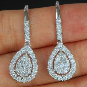1.50 Ct Round Cut Simulated Diamond In 925 Sterling Silver Wedding Hoop Earrings - Picture 1 of 6