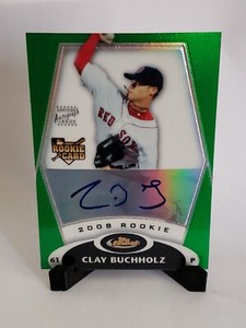 2008 Topps Finest #160 Clay Buchholz Green Refractor RC Auto #/199 Red Sox. Mint