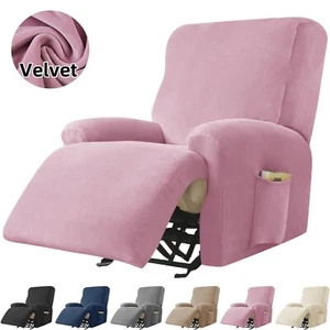 Stretch Recliner Chair Cover Slipcover 1 Seater Soft Plush Velvet Armchair Cover - Picture 1 of 13