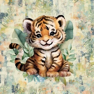 Stoff Panel Sweat French Terry Sommersweat Exotische Tiere Tiger 40x50 cm - Bild 1 von 13