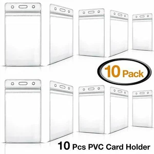 10Pcs Vertical Clear Soft Plastic ID Card Badge Holder Waterproof Business Case - Picture 1 of 12