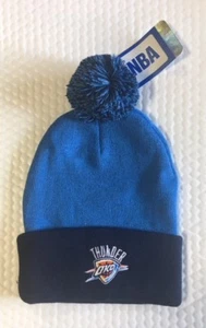 Oklahoma City Thunder Knit Beanie Toque Skull Cap Winter Hat NBA 2 tone Cuff Pom - Picture 1 of 2