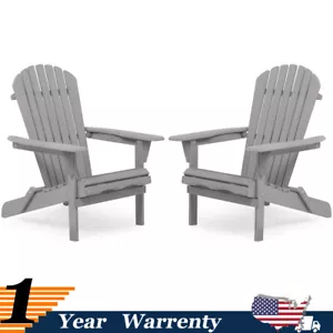 2pcs Folding Adirondack Chair Wood Lounge Patio Chair for Garden Lawn Fire Pit - Picture 1 of 12