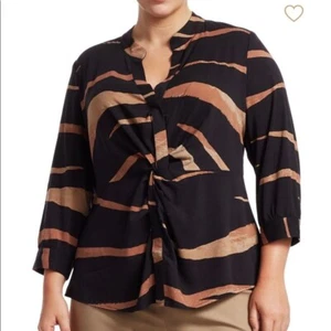 NIC+ZOE Twist Front Abstract Animal Print Top Women's Sz M - Picture 1 of 12