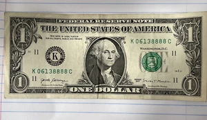 Billete de 1 dólar número de serie de lujo error RARO MÁS error de bomba de gas - Imagen 1 de 10