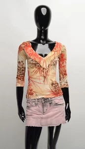 Vintage Y2K Jane Norman Mesh Flora Printed Blouse Top Size S? - Picture 1 of 10