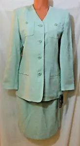 Amanda Smith Skirt Suit 8P Mint Green Lined Straight Knee Length NWT MSRP $135 - Picture 1 of 10