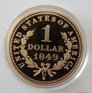 USA 1$ 1849 C Liberty Head PP vergoldet Medaillenprägung 2007, mit Zerifikat