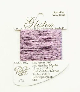 GLISTEN Sparkling Braid #33 Sheer Lilac Needlepoint Thread by Rainbow Gallery - Picture 1 of 1