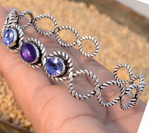 VALENTINO Bracciale donna regalo pietra preziosa taglio ametista e ametista argento sterling 925 xc19