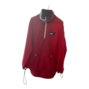 Men’s Size XL Tommy Hilfiger Wind Breaker Jacket Coat 3/4 Zipper Pockets Red - Picture 1 of 6