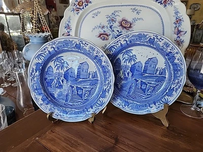 2 Spode Blue Room 10.5" Dinner Plates Traditions Caramanian - Image 1 of 4