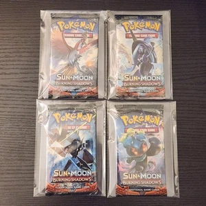 Burning Shadows 4 Booster Packs Art Set Bundle Sealed Sun Moon Pokemon In Cases - Picture 1 of 11