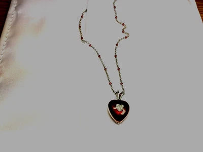 Colgante Corazón Diamante Esmalte Rojo HIDALGO 18k W/G en Cadena Cuentas Esmalte 16" Foto 1 de 4