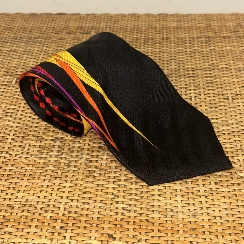 Corbata Vitaliano Pancaldi vibrante colorida cadena dorada roja orquídea 10 % seda Foto 1 de 4