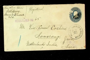 Nederlands Indië aangetekende voorgefrankeerde Amerikaanse envelop naar Samarang - Picture 1 of 2