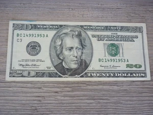 VINTAGE SERIES 1999 $20 DOLLAR BILL FEDERAL RESERVE NOTE - Picture 1 of 2