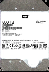 WD80EZAZ-11TDBA0 S/N: 7JK90 WESTERN DIGITAL 8TB THAILAND AUG 2017 - Picture 1 of 2