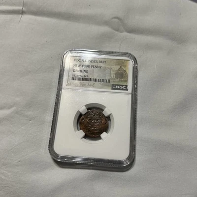 Penny de Nueva York 1737 VOC N.E.INDIES DUIT calificado genuino por NGC  Foto 1 de 2