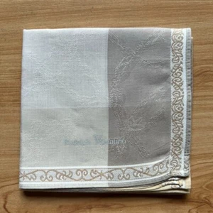 VINTAGE HANDKERCHIEF WHITE PATTERNED MEN'S POCKET SQUARE COTTON 18" B0585 - Picture 1 of 3