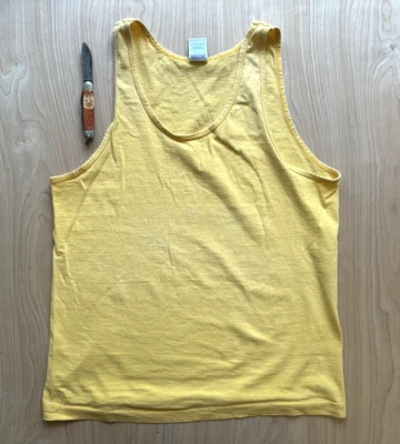 vintage 80's YELLOW TANK TOP cotton MEDIUM munsing wear SKATE indie NEW WAVE - Image 1 of 4