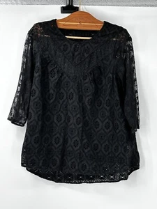 Top donna Fleur Wood nero manica 3/4 M - Foto 1 di 9