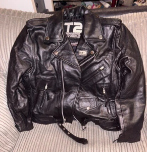 terminator 2 leather jacket - Kids Size 16 - includes pin badge - Picture 1 of 7