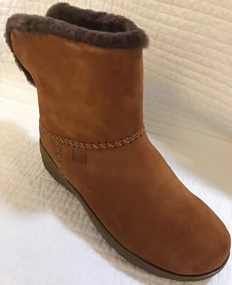 FITFLOP MUKLUK SHORTY III 靴子 Chestnut 绒面革和棕色 SHEARLING 尺码 7 — 第 1/4 张图片