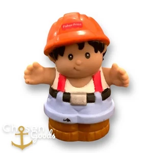 Little People City Construction Worker In Suspenders Hard Hat Jeans Fisher Price - Picture 1 of 5