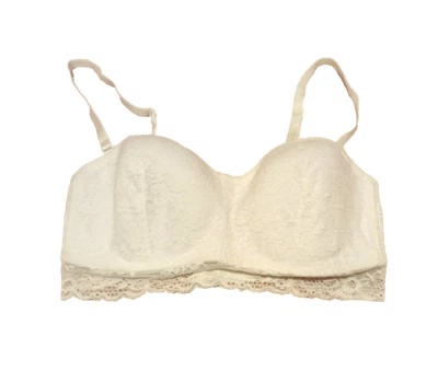 New Look UK 10 White Wire Free Padded Lace Overlay Longline Strapless Bra - Image 1 of 3