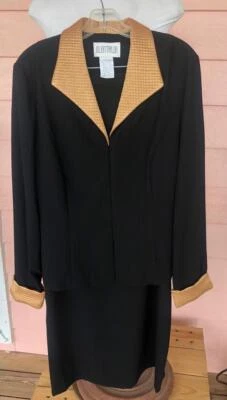 MAXI FALDA TRAJE GLAMOROSO JULIAN TAYLOR Talla 14 16 NEGRO/DORADO LAVADO A MÁQUINA Fabuloso Foto 1 de 4