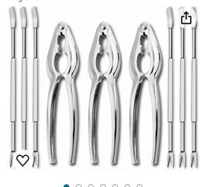 Seafood Tool Kit 3 Crackers & 6 Forks 9pc Set - Picture 1 of 2