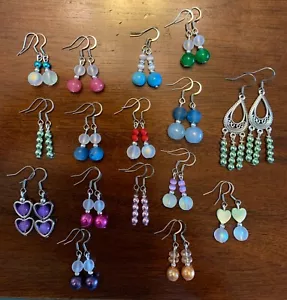 LOT of 16 pair of Glass, Cat’s Eye, and Hematite Earrings - Picture 1 of 16
