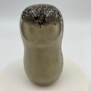 Vintage Wedgwood Art Glass Owl Paperweight Ornament Speckled Brown - Picture 1 of 7