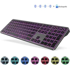 Backlit Bluetooth Keyboard for Win & Mac, Multi-Device Slim Wireless Keyboard - Picture 1 of 16
