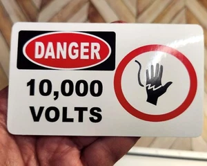 Vinyl Sticker JURASSIC PARK 10,000 Volts Danger water bottle TWO - 2 stickers - Picture 1 of 9