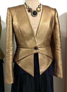 SASS & BIDE size 10 Gold JACKET Reflected Glory PEPLUM Special Occasion DESIGNER - Picture 1 of 10