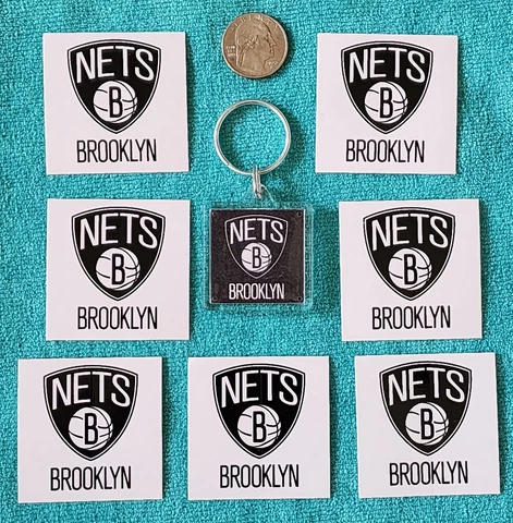 BROOKLYN NETS - LOT of LOGO DECALS (7) & KEYCHAIN - NBA BASKETBALL - NEW & COOL! Cover