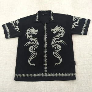 Vintage Dragonfly Shirt Mens L Large Double Dragon Camp Loop Collar Retro Y2K - Picture 1 of 14