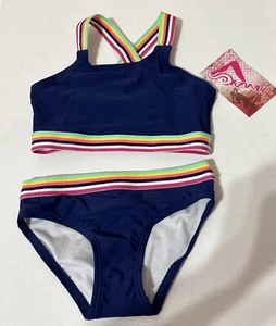 KANU Surf Beach Athletic BOBBY 2 Piece Swimsuit Navy Blue Multi Color NWT Size 6 - Picture 1 of 4