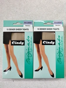 2 pares de medias 15 denier, 54-60 cadera XX/GRANDE, medias transparentes refuerzo de panel completo, - Imagen 1 de 6