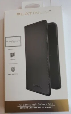 Platinum Genuine Leather Folio Wallet Case for Samsung Galaxy S9+ Plus - Black - Image 1 of 4