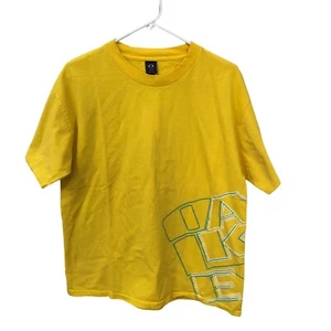 Vintage Oakley Graphic T Shirt Size L Large Spellout Wrap Around Bright Yellow - Picture 1 of 6