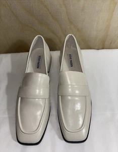 Steve Madden LEYMAR Loafers Women's Size 11 OFF White Leather IVORY NEW - Picture 1 of 15