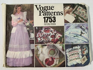 Vogue 1753 Hostess Party Apron Elegant Cottage Core Sewing Pattern Cut - Picture 1 of 5