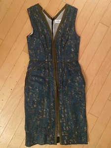 J Mendel Paris Laced Leather Sleeveless Shift Dress - Picture 1 of 4